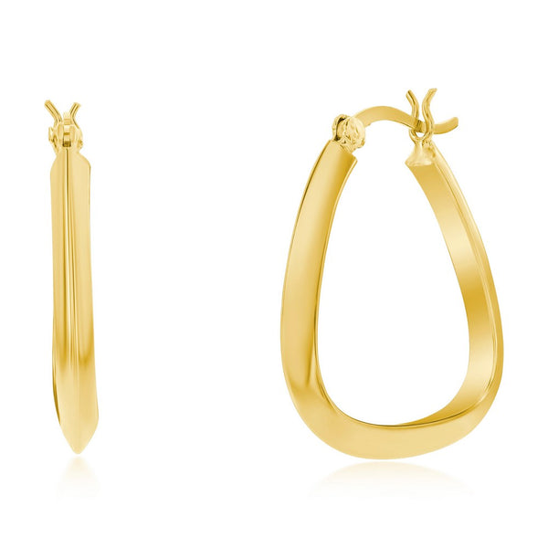 Sterling Silver 27mm Triangle-Shaped Hoop Earrings - Gold Plated