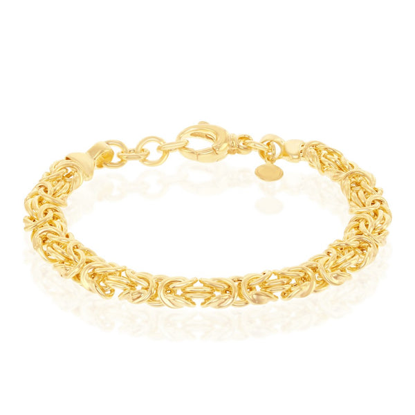 Sterling Silver W/14K Gold Overlay, Byzantine Bracelet