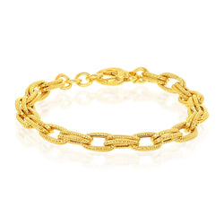 Sterling Silver W/14K Gold Overlay, Rope Design Double Oval Linked Bracelet