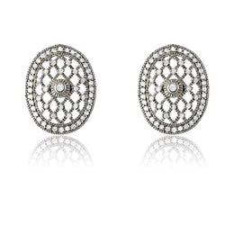 Sterling Silver Oval CZ Earrings