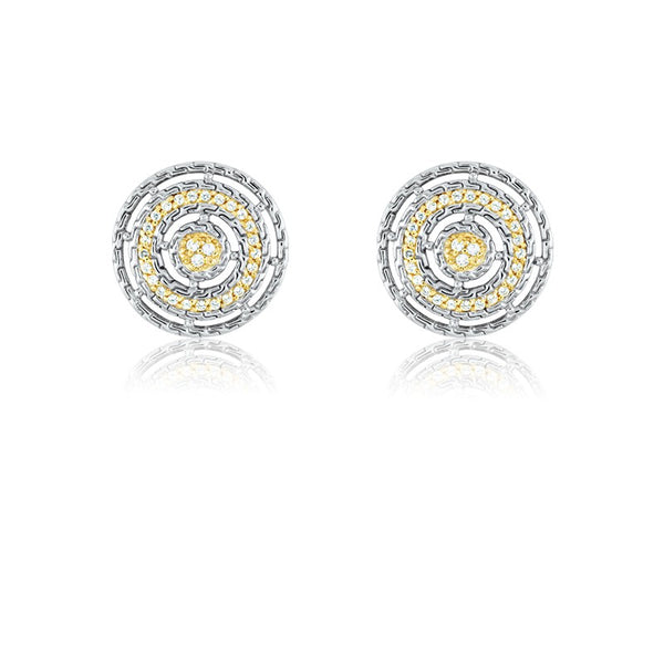 Sterling Silver TT CZ Multiple Circles Earrings