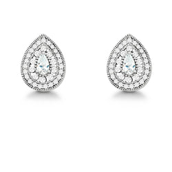 Sterling Silver Tearshaped Micro Pave Stud Earrings