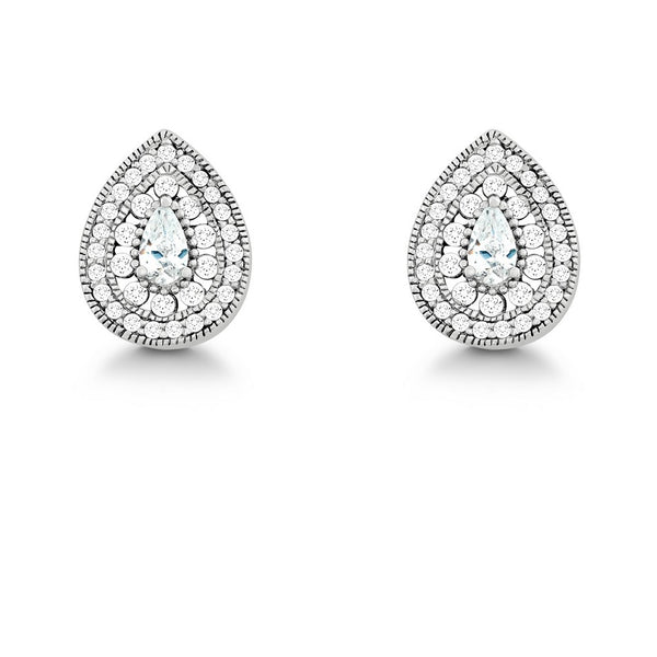 Sterling Silver Tearshaped Micro Pave Stud Earrings