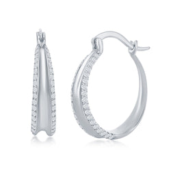 Sterling Silver Double CZ Hoop Earrings