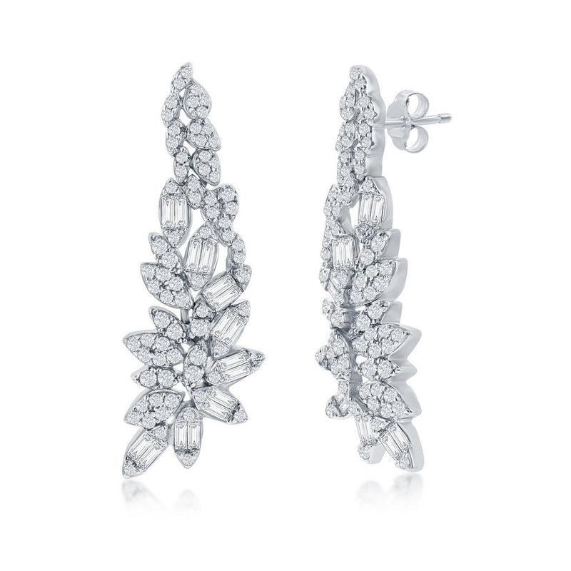 Sterling Silver Multi-Shaped CZ Long Earrings