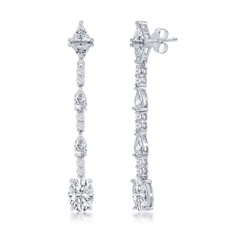 Sterling Silver Multi-Shaped CZ Dangle Earrings