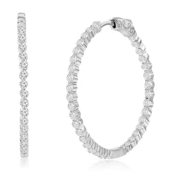 Sterling Silver 35mm Inside-Outside Round CZ Hoop Earrings