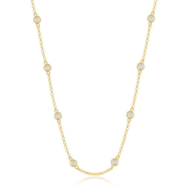 Sterling Silver 'CZ by the Yard' Necklace - Gold Plated