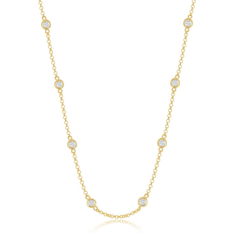 Sterling Silver 'CZ by the Yard' Necklace - Gold Plated