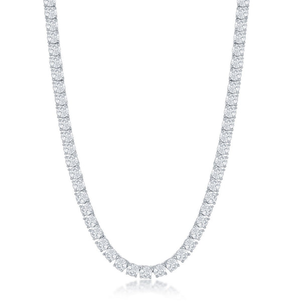 Sterling Silver 4mm Round Cubic Zirconia Tennis Necklace