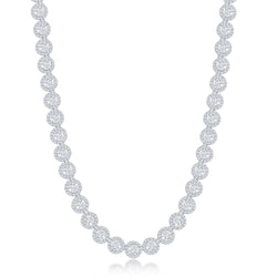 Sterling Silver Round Halo Cubic Zirconia Tennis Necklace