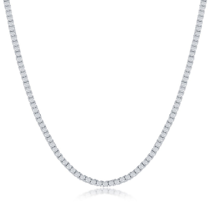 Sterling Silver 2mm CZ Tennis Necklace