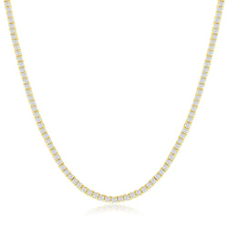 Sterling Silver 2mm CZ Tennis Necklace - Gold Plated