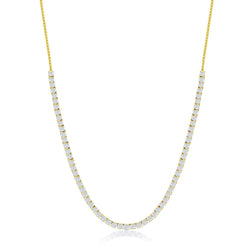 Sterling Silver 3mm CZ Tennis Adjustable Necklace - Gold Plated