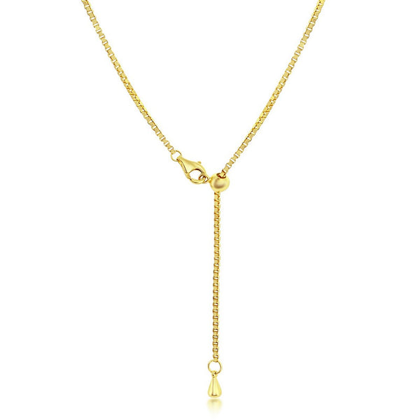 Sterling Silver 3mm CZ Tennis Adjustable Necklace - Gold Plated