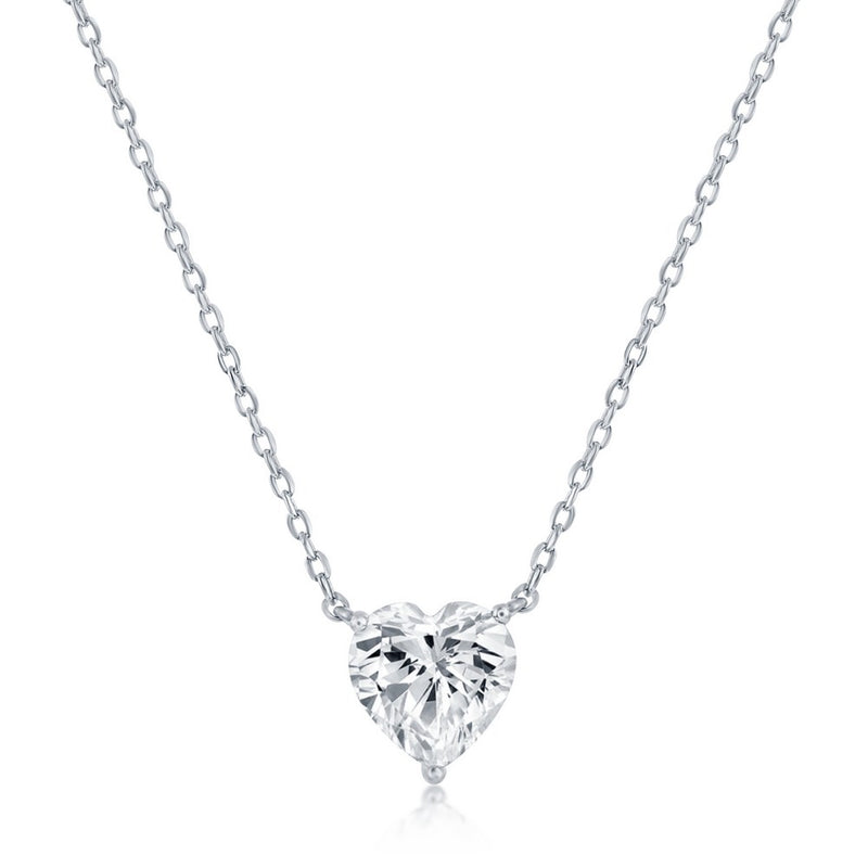 Sterling Silver 8MM Crystal "April" Heart Perciosa Crystal Necklace