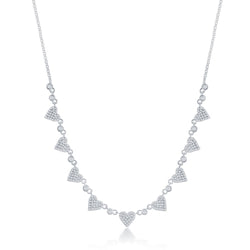 Sterling Silver Alternating Round & Micro Pave Heart CZ Necklace