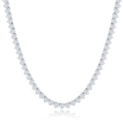 Sterling Silver 3-Prong Round 5MM CZ Tennis Necklace