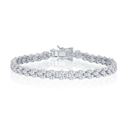 Sterling Silver Triple Row Marquise-Shaped CZ Tennis Bracelet