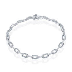 Sterling Silver CZ Paperclip Bracelet