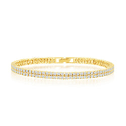 Sterling Silver Double Row CZ Tennis Bracelet - Gold Plated