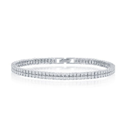 Sterling Silver Double Row CZ Tennis Bracelet