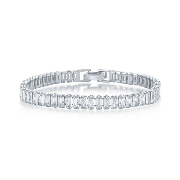 Sterling Silver 6mm Baguette CZ Tennis Bracelet