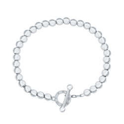 Sterling Silver Beaded Toggle CZ Bracelet