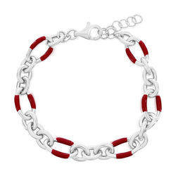 Sterling Silver, Red Lava Enamel Bracelet