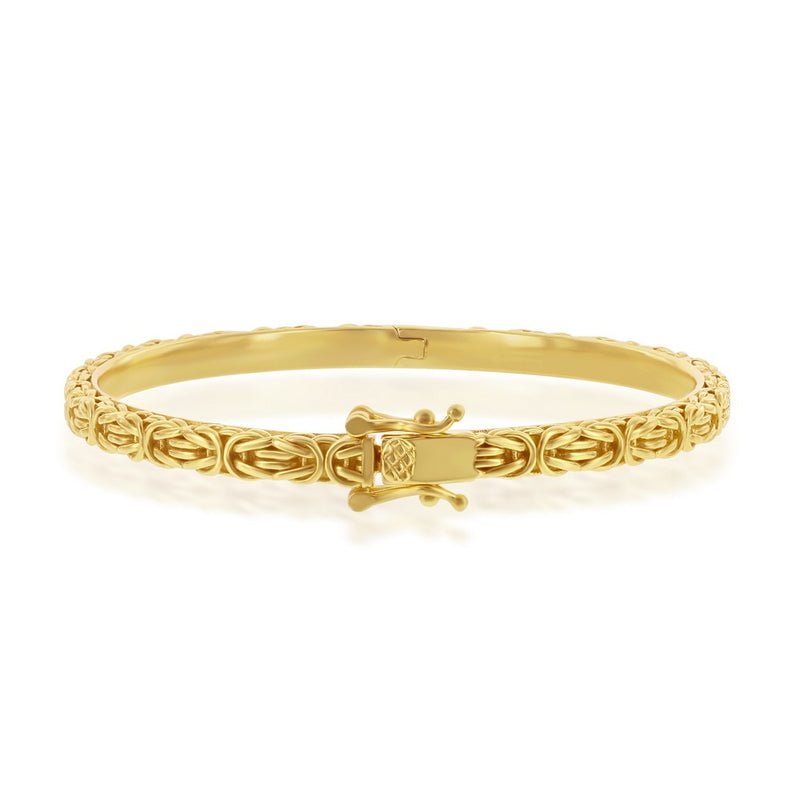 Sterling Silver Byzantine Design Bangle - Gold Plated