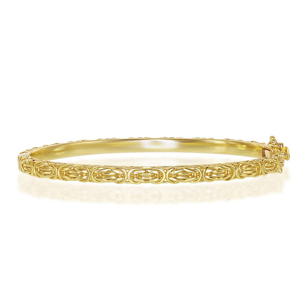 Sterling Silver Byzantine Design Bangle - Gold Plated