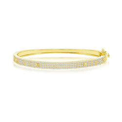 Sterling Silver Micro Pave CZ Bangle - Gold Plated