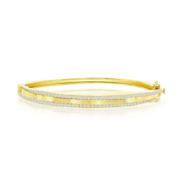 Sterling Silver CZ Bangle - Gold Plated