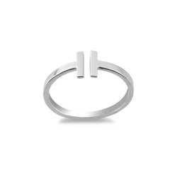 Sterling Silver Double T Ring