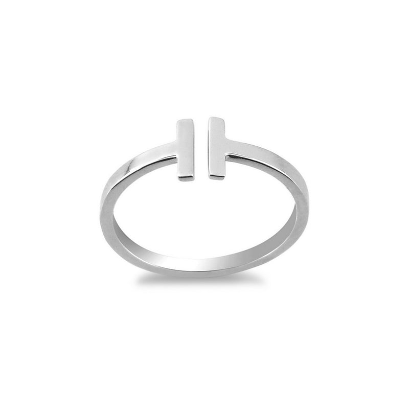 Sterling Silver Double T Ring