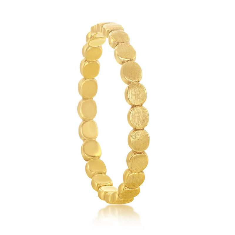 Sterling Silver Matte Linked Circles Ring - Gold Plated