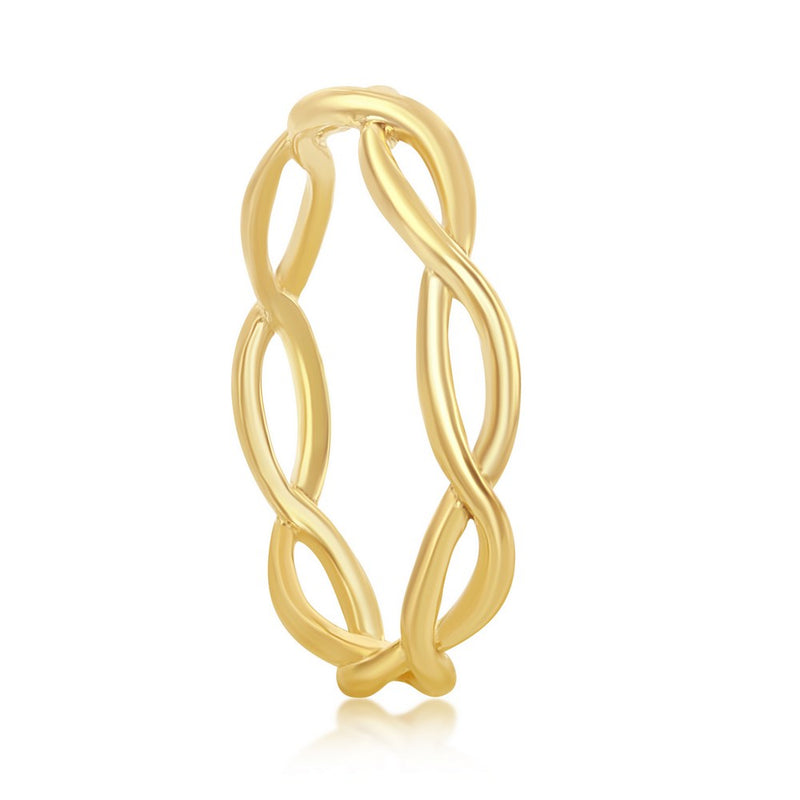 Sterling Silver Intertwined Ring - Gold Plated