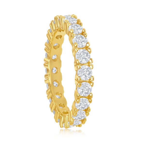 Sterling Silver 3mm CZ Eternity Band Ring - Gold Plated