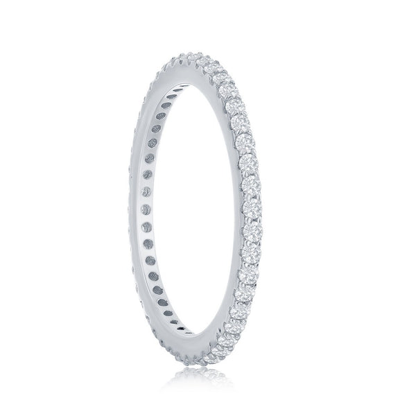 Sterling Silver CZ Eternity 1.5mm Band Ring