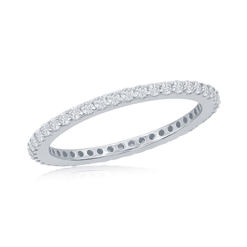 Sterling Silver CZ Eternity 1.5mm Band Ring