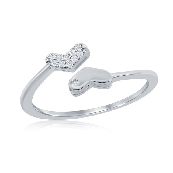 Sterling Silver Double Heart CZ Ring