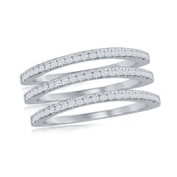 Sterling Silver Triple Half Eternity Curved CZ Ring