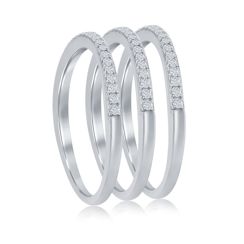 Sterling Silver Triple Half Eternity Curved CZ Ring