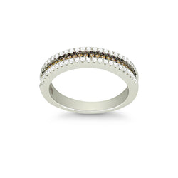 Sterling Silver Thin Champagne CZ Micro Pave Ring