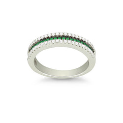 Sterling Silver Thin Green CZ Micro Pave Ring